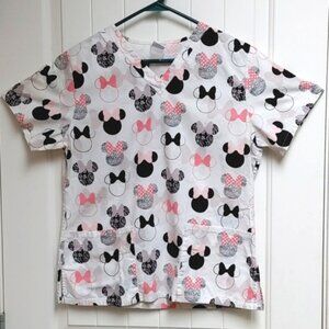 Disney Minnie and Mickey mouse nurse scrubs top blouse white short sleeve